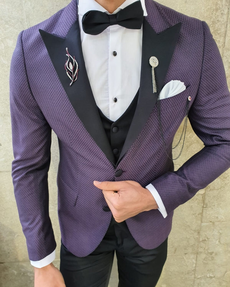 Bojoni Purple Slim Fit Patterned Tuxedo-baagr.myshopify.com-suit-BOJONI