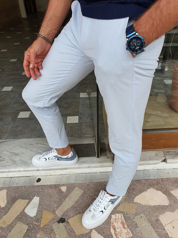 Zar Blue Slim Fit Cotton Pants-baagr.myshopify.com-Pants-BOJONI