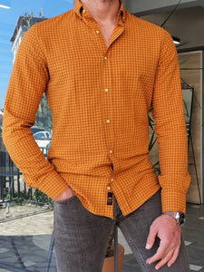 Bala Camel Slim Fit Long Sleeve Checkered Shirt-baagr.myshopify.com-Shirt-BOJONI