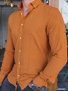 Bala Camel Slim Fit Long Sleeve Checkered Shirt-baagr.myshopify.com-Shirt-BOJONI