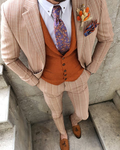 Bojo Bellingham Beige Slim Fit Pinstripe Suit-baagr.myshopify.com-suit-BOJONI