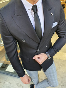 Richbaum Black Slim Fit Double Breasted Blazer-baagr.myshopify.com-blazers-BOJONI