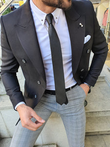 Richbaum Black Slim Fit Double Breasted Blazer-baagr.myshopify.com-blazers-BOJONI