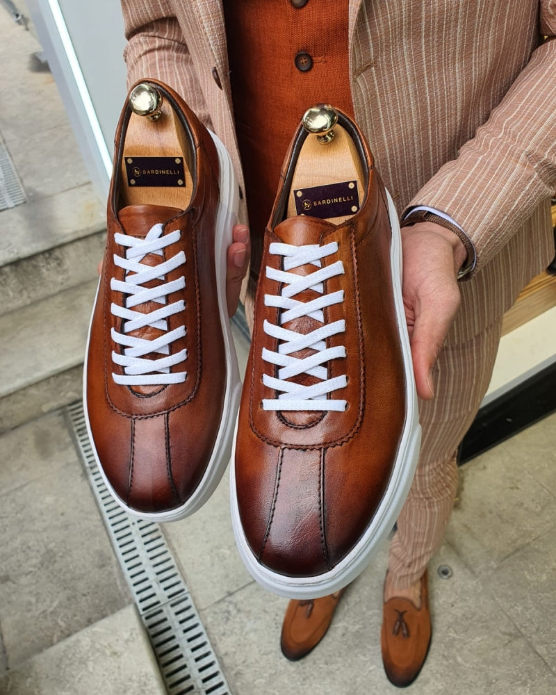 Lambruska Brown Laced Sneakers-baagr.myshopify.com-shoes2-BOJONI