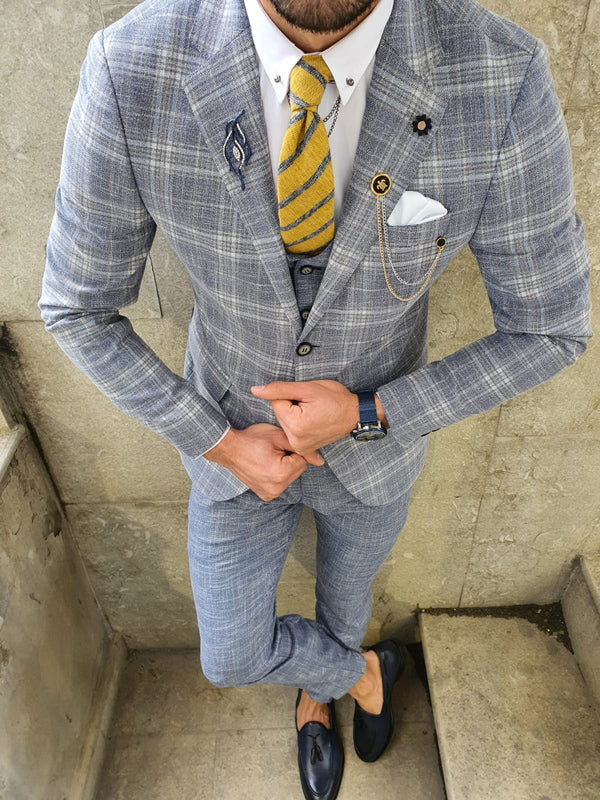 Verno Original Light Blue Slim Fit Plaid Suit-baagr.myshopify.com-suit-BOJONI