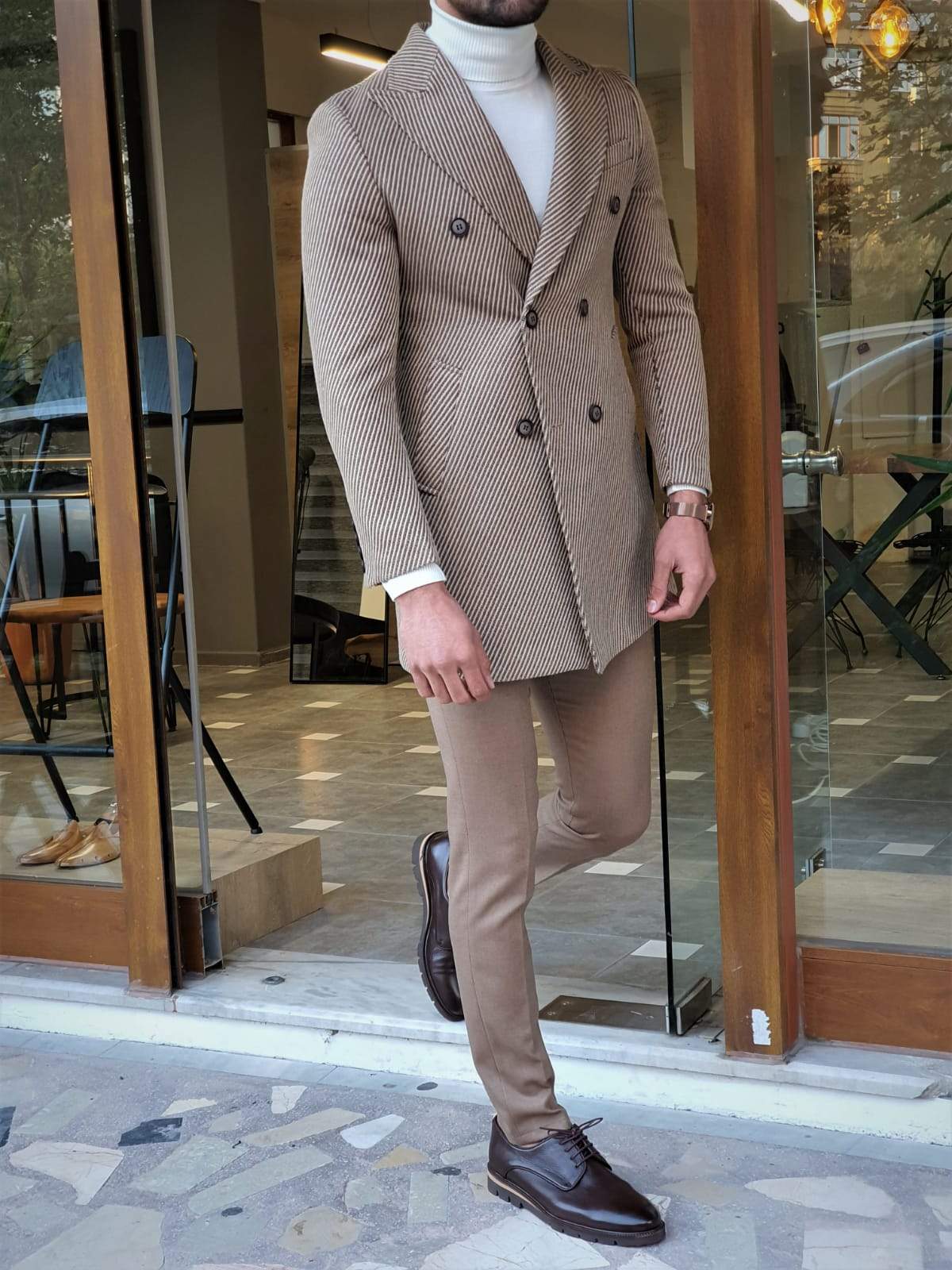 Paruri Camel Slim Fit Wool Long Coat-baagr.myshopify.com-Jacket-brabion