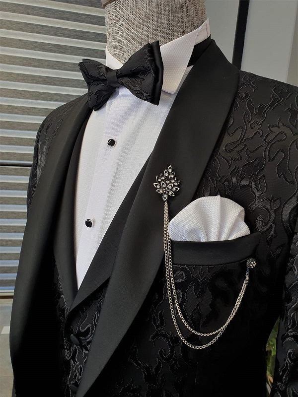 Bojoni Black Slim Fit Shawl Lapel Tuxedo-baagr.myshopify.com-suit-BOJONI