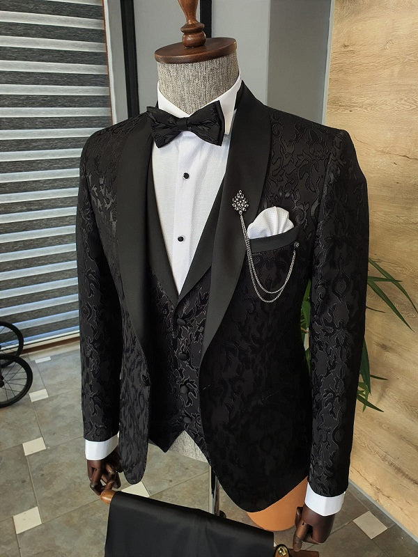 Bojoni Black Slim Fit Shawl Lapel Tuxedo-baagr.myshopify.com-suit-BOJONI