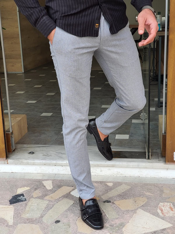 Mantova Gray Slim Fit Cotton Pants-baagr.myshopify.com-Pants-BOJONI