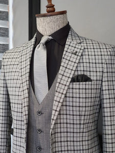 Forenzax Gray Slim Fit Plaid Suit-baagr.myshopify.com-suit-BOJONI