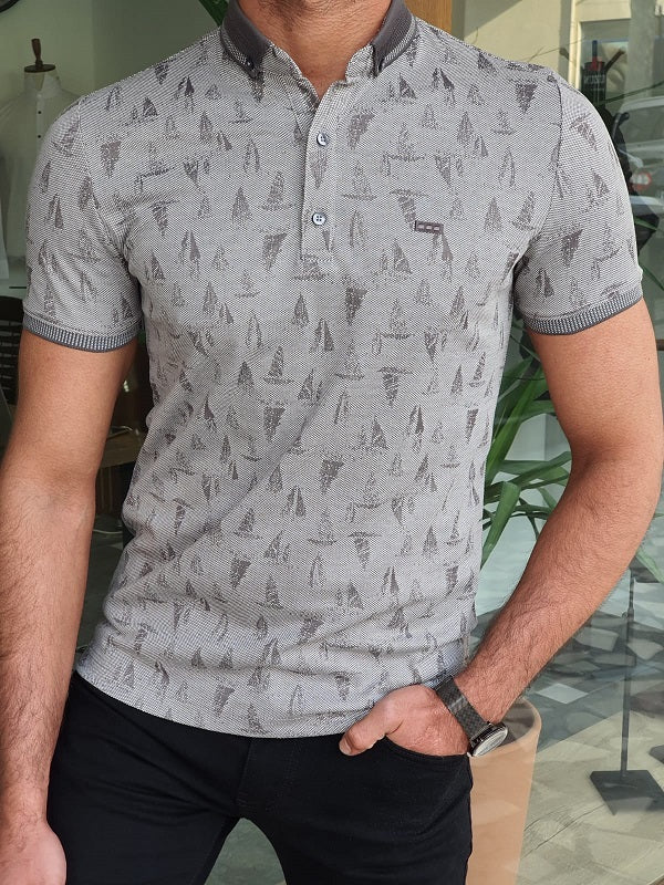 Trento Gray Slim Fit Polo T-Shirt-baagr.myshopify.com-T-shirt-BOJONI