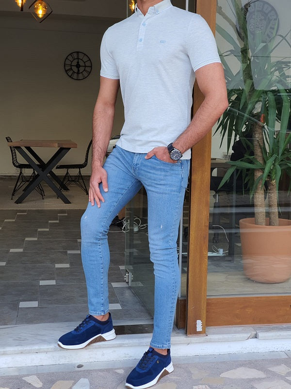 Lerno Blue Slim Fit Polo T-Shirt-baagr.myshopify.com-T-shirt-BOJONI