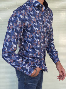 Areni Blue Slim Fit Long Sleeve Cotton Shirt-baagr.myshopify.com-Shirt-BOJONI