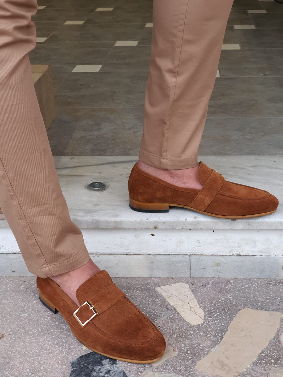 Moneta Brown Suede Buckle Loafers-baagr.myshopify.com-shoes2-brabion