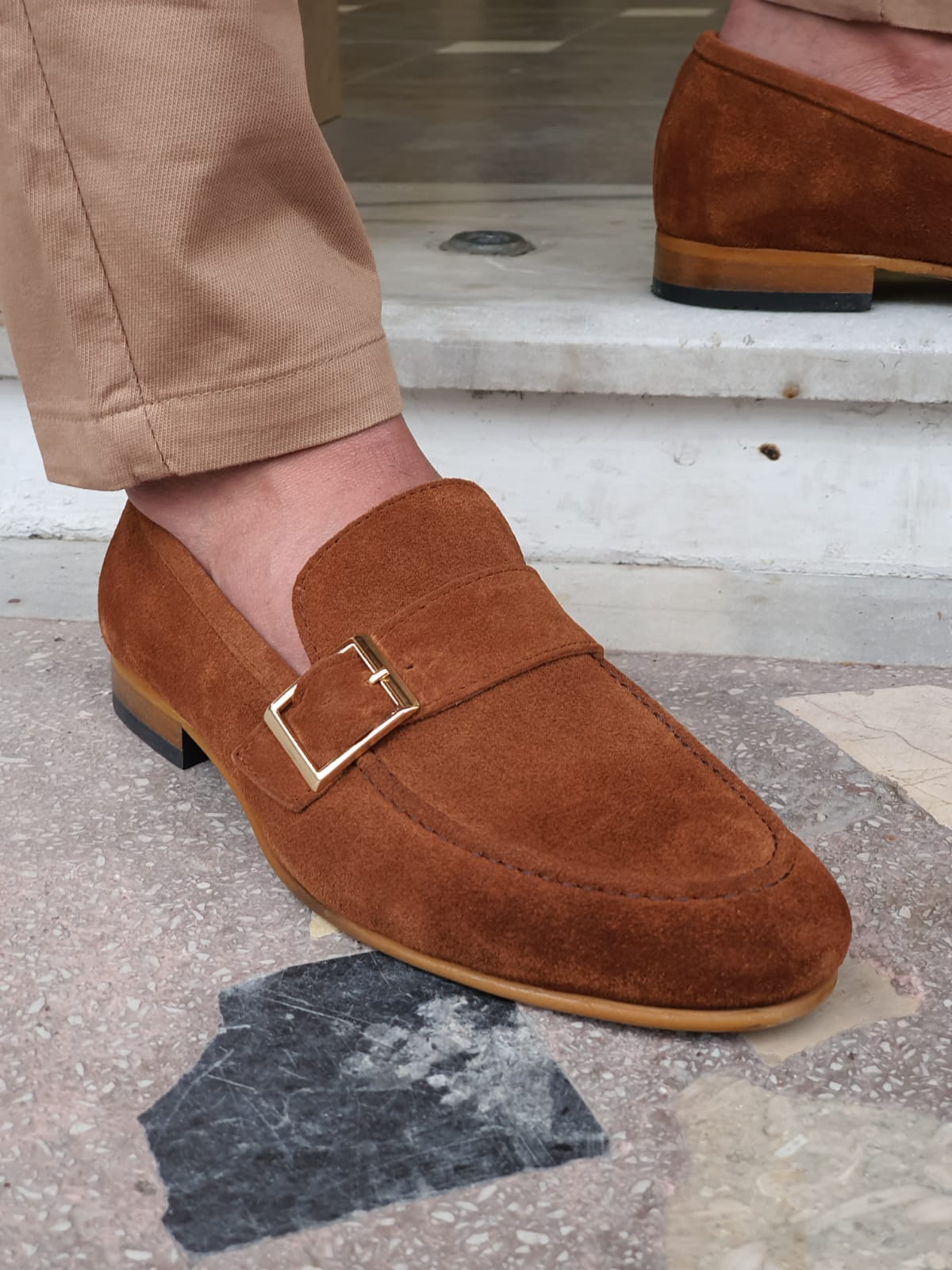 Moneta Brown Suede Buckle Loafers-baagr.myshopify.com-shoes2-brabion