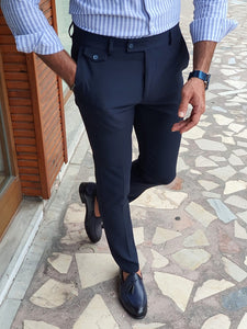 Frezo Navy Blue Slim Fit Pants-baagr.myshopify.com-Pants-BOJONI