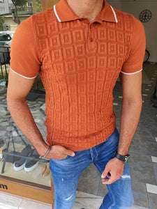 Bano Tile Brown Slim Fit Polo T-Shirt-baagr.myshopify.com-T-shirt-BOJONI