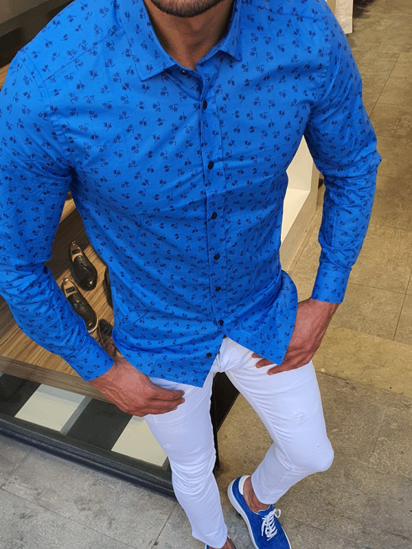 Lansing Sax Slim Fit Floral Cotton Shirt-baagr.myshopify.com-Shirt-BOJONI