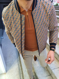 Lenard Beige Slim Fit Printed Coat-baagr.myshopify.com-Jacket-BOJONI