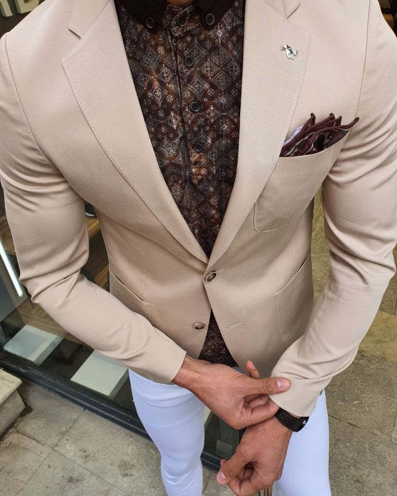 Bando Ogden  Beige Slim Fit Blazer-baagr.myshopify.com-blazers-BOJONI