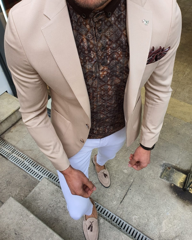 Bando Ogden  Beige Slim Fit Blazer-baagr.myshopify.com-blazers-BOJONI