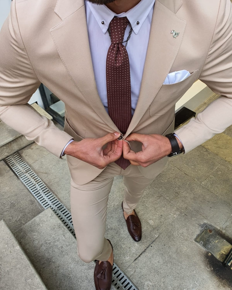 Bojo Ogden Beige Slim Fit Suit-baagr.myshopify.com-suit-BOJONI