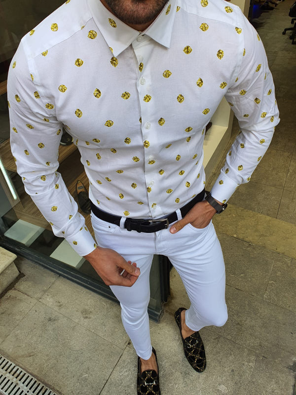 Toni Ogden Yellow Slim Fit Cotton Shirt-baagr.myshopify.com-Shirt-BOJONI