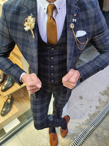 Bojoni  Dark Blue Slim Fit Plaid Check Suit-baagr.myshopify.com-suit-BOJONI