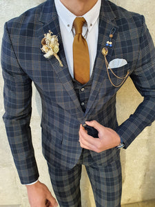 Bojoni  Dark Blue Slim Fit Plaid Check Suit-baagr.myshopify.com-suit-BOJONI