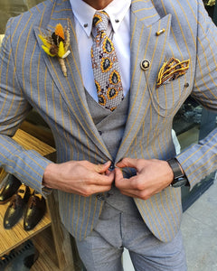 Bojo Pivas Yellow Slim Fit Pinstripe Suit-baagr.myshopify.com-suit-BOJONI