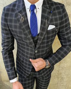 Bojoni Black Slim Fit Plaid Check Suit-baagr.myshopify.com-suit-BOJONI