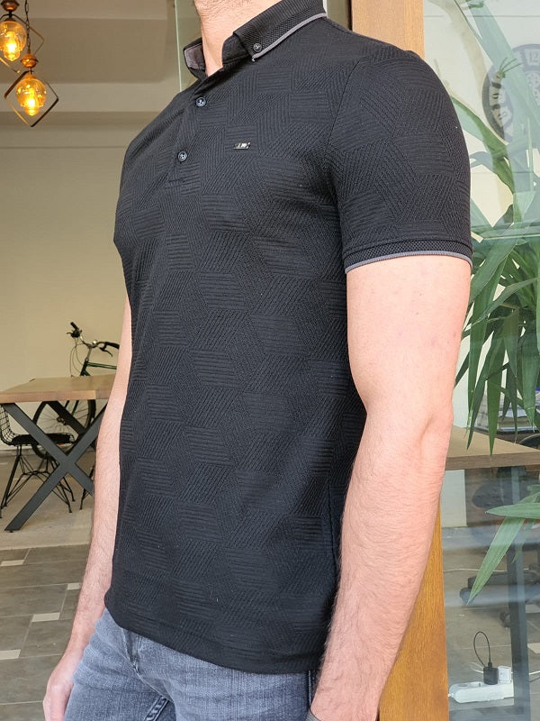 Lerno Black Slim Fit Polo T-Shirt-baagr.myshopify.com-T-shirt-BOJONI