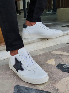 Salerno White Star Mid-Top Lace Up Sneakers-baagr.myshopify.com-shoes2-brabion