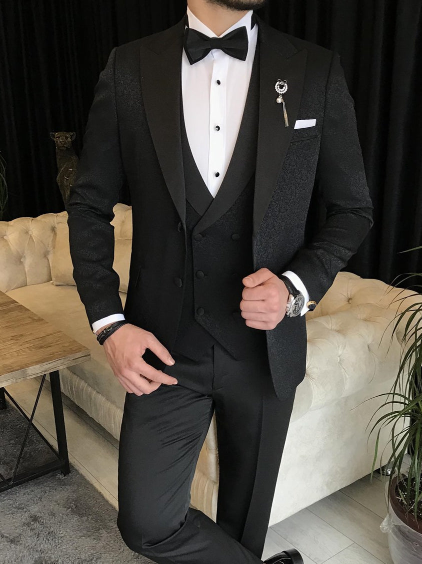 Bojoni Cagliari Black Slim-Fit Tuxedo 3-Piece