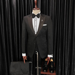 Bojoni Cagliari Black Slim-Fit Tuxedo 3-Piece