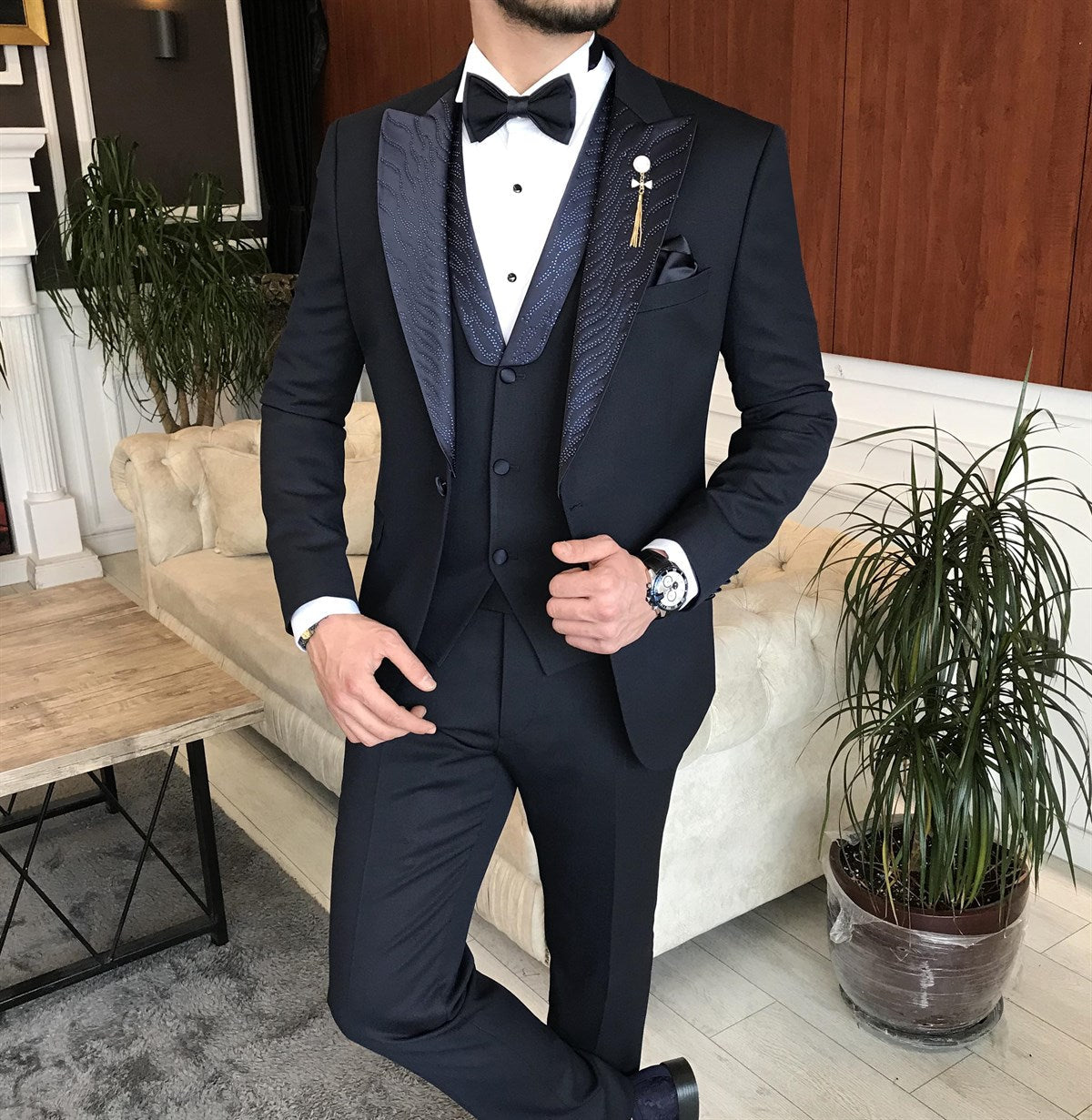 Bojoni Cagliari Navy Slim-Fit Tuxedo 3-Piece