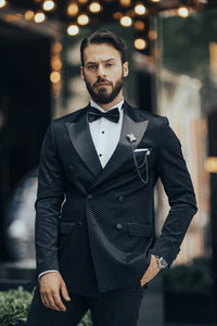 Bojoni Cagliari Black Double Breasted Tuxedo 2-Piece