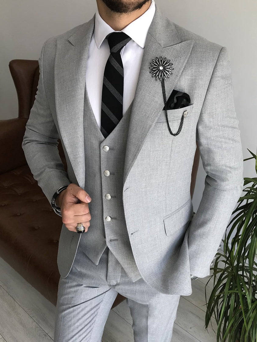 Bojoni Cagliari Grey Slim-Fit Suit 3-Piece