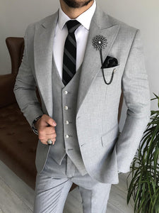 Bojoni Cagliari Grey Slim-Fit Suit 3-Piece