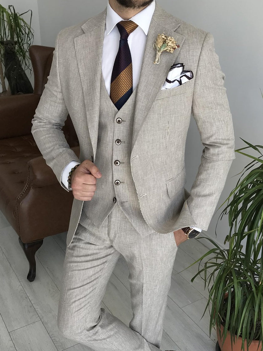 Bojoni Cagliari Camel Slim-Fit Suit 3-Piece