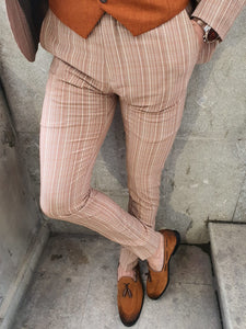 Shelton Seersucker Slim Fit Beige Pants-baagr.myshopify.com-Pants-BOJONI