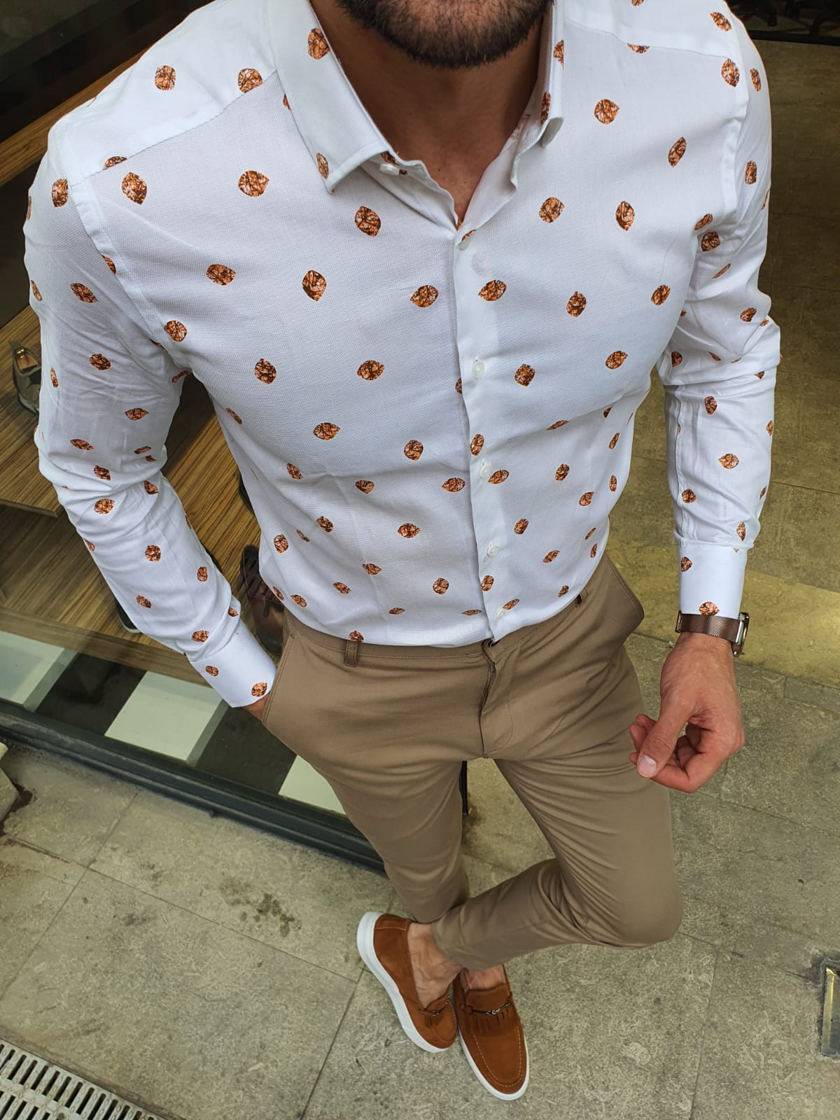 Toni Ogden Orange Slim Fit Cotton Shirt-baagr.myshopify.com-Shirt-BOJONI