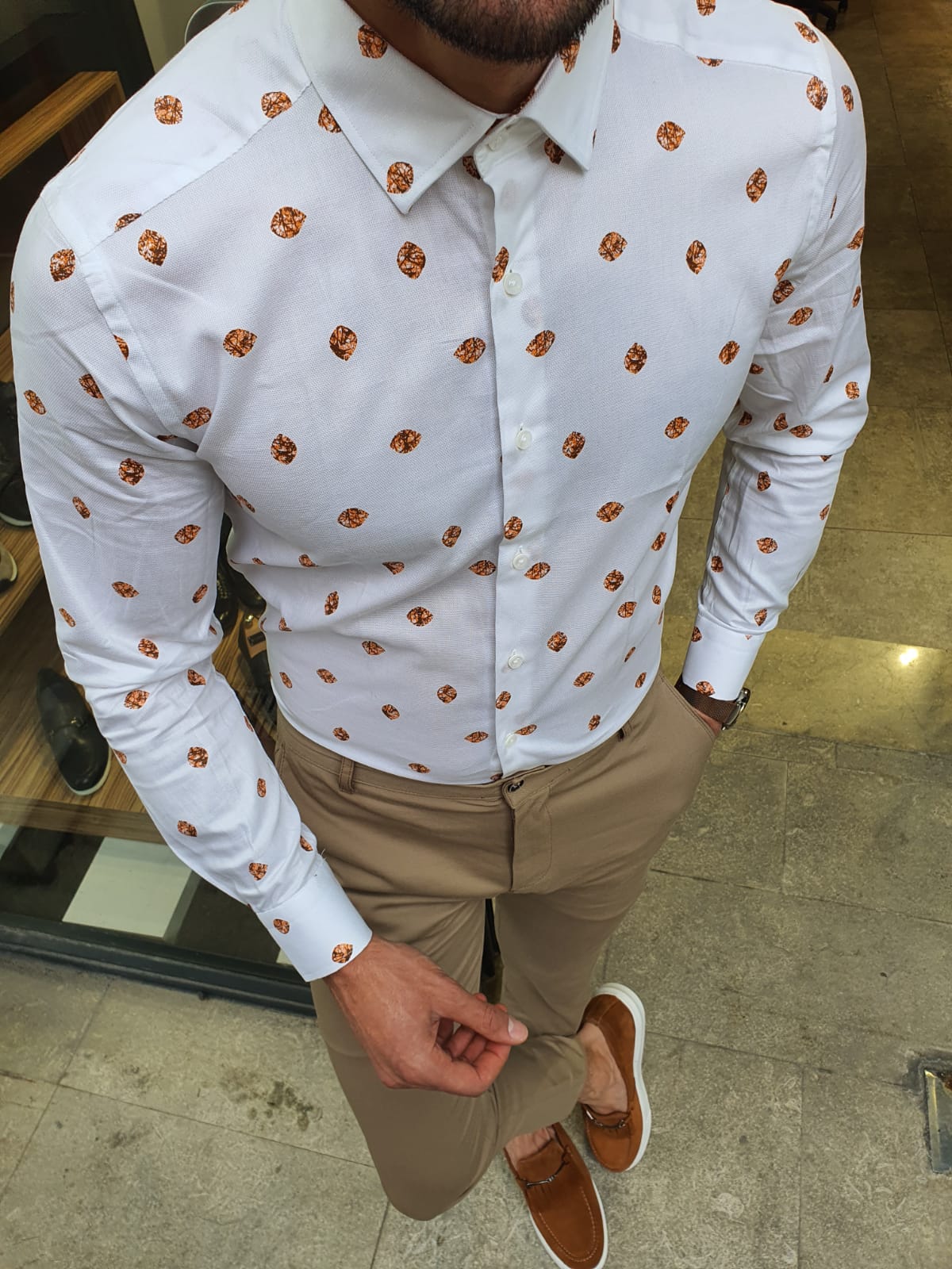 Toni Ogden Orange Slim Fit Cotton Shirt-baagr.myshopify.com-Shirt-BOJONI