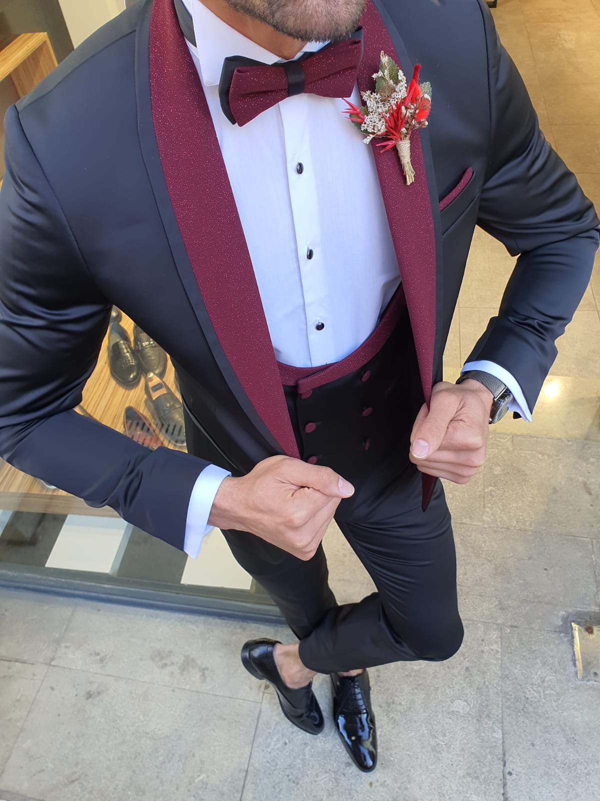 Grassano Black Slim Fit Shawl Lapel Tuxedo-baagr.myshopify.com-suit-BOJONI