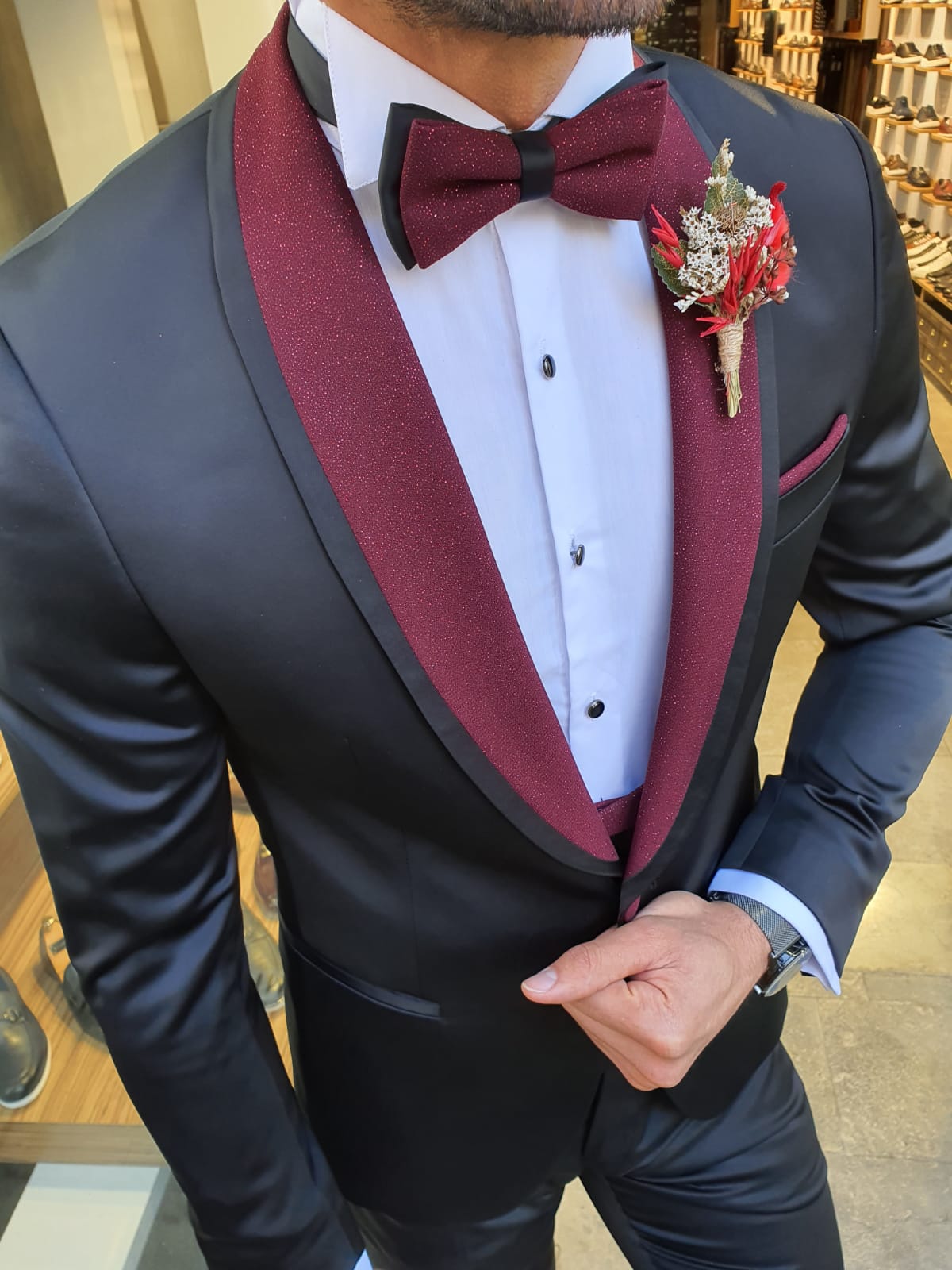 Grassano Black Slim Fit Shawl Lapel Tuxedo-baagr.myshopify.com-suit-BOJONI