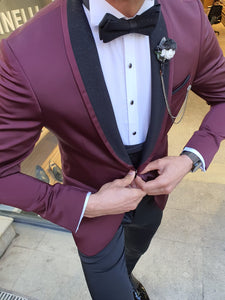 Grassano Burgundy Slim Fit Shawl Lapel Tuxedo-baagr.myshopify.com-suit-BOJONI