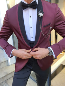 Grassano Burgundy Slim Fit Shawl Lapel Tuxedo-baagr.myshopify.com-suit-BOJONI