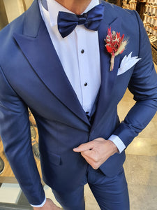 Grassano  Navy Blue Slim Fit Peak Lapel Tuxedo-baagr.myshopify.com-suit-BOJONI