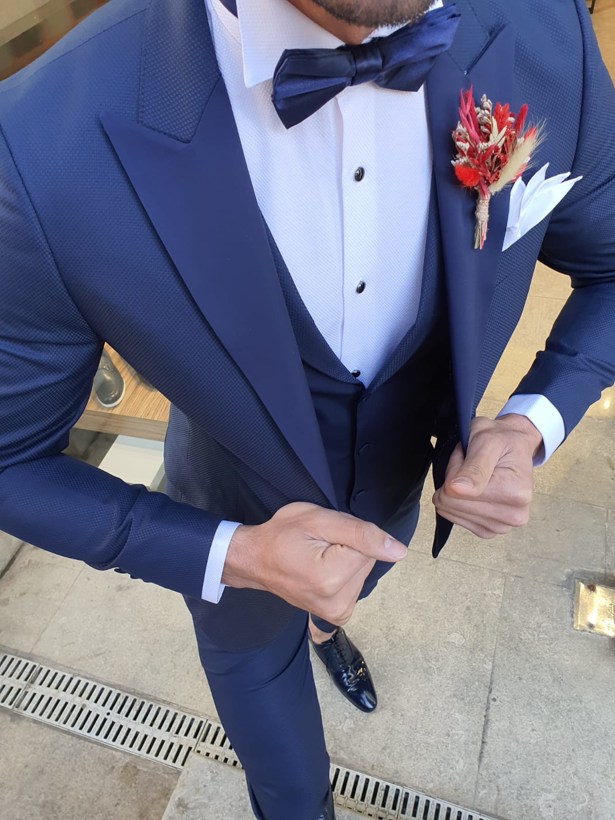 Grassano  Navy Blue Slim Fit Peak Lapel Tuxedo-baagr.myshopify.com-suit-BOJONI