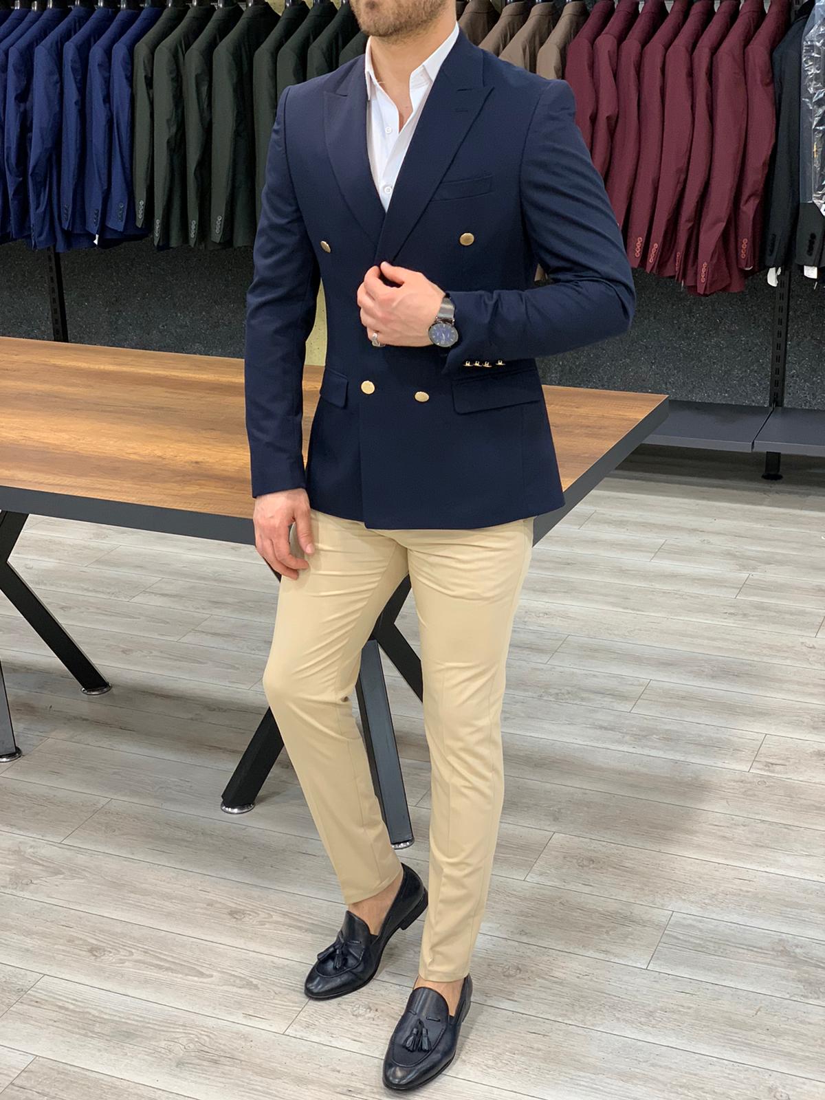 Bellingham Navy Slim Fit Double Breasted  Blazer-baagr.myshopify.com-blazers-BOJONI